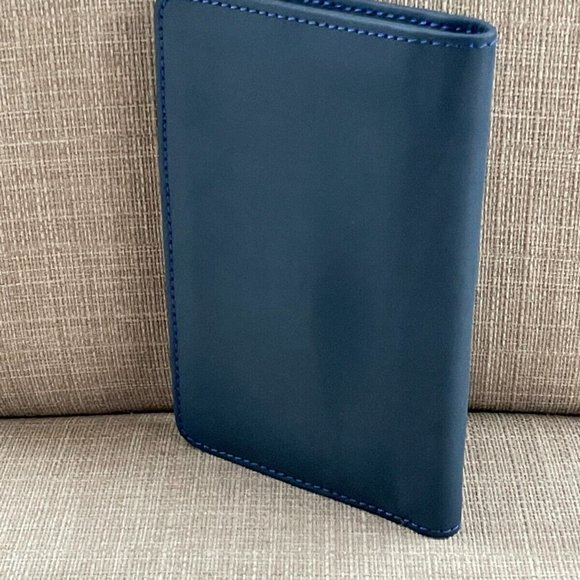 Handmade Passport Holder Genuine Leather Blue BiFold Card Holder Travel Wallet - Picture 6 of 10